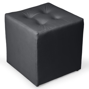 Szara welurowa pufa 41 x 41 cm w formie kostki