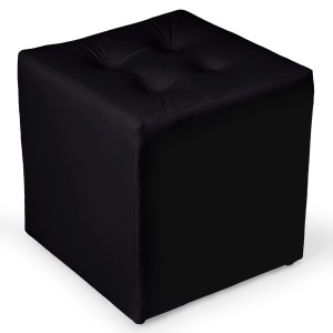 Czarna welurowa pufa 41 x 41 cm w formie kostki