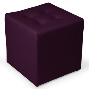 Ciemnofioletowa welurowa pufa 41 x 41 cm w formie kostki