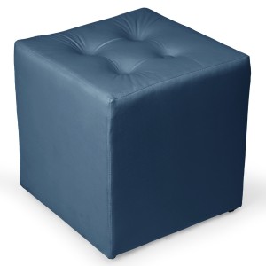 Niebieska welurowa pufa 41 x 41 cm w formie kostki