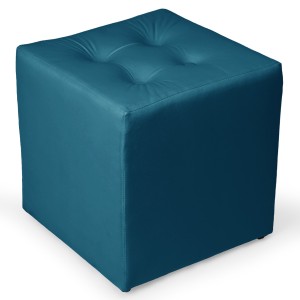 Niebieska welurowa pufa 41 x 41 cm w formie kostki