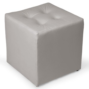 Srebrna welurowa pufa 41 x 41 cm w formie kostki