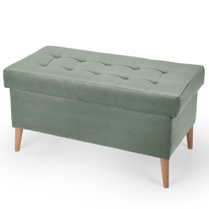 Welurowa pufa 45 x 90 cm na drewnianych nóżkach w kolorze miętowym