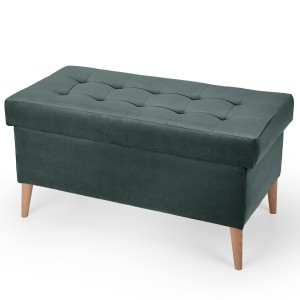 Welurowa pufa 45 x 90 cm na drewnianych nóżkach w kolorze turkusowym