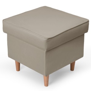 Welurowa pufa 45 x 45 cm na drewnianych nóżkach w kolorze szarym