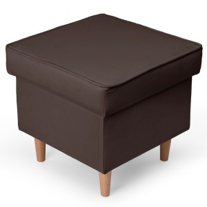 Welurowa pufa 45 x 45 cm na drewnianych nóżkach w kolorze brązowym