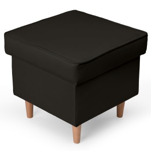 Welurowa pufa 45 x 45 cm na drewnianych nóżkach w kolorze hebanowym
