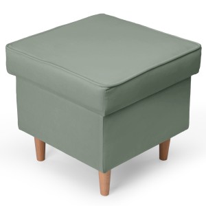 Welurowa pufa 45 x 45 cm na drewnianych nóżkach w kolorze miętowym