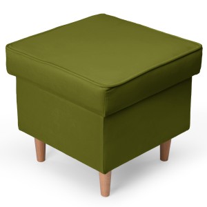 Welurowa pufa 45 x 45 cm na drewnianych nóżkach w kolorze zielonym