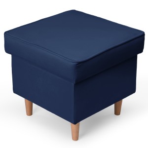 Welurowa pufa 45 x 45 cm na drewnianych nóżkach w kolorze granatowym