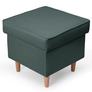 Welurowa pufa 45 x 45 cm na drewnianych nóżkach w kolorze turkusowym