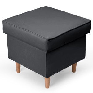 Welurowa pufa 45 x 45 cm na drewnianych nóżkach w kolorze szarym