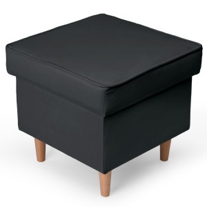 Welurowa pufa 45 x 45 cm na drewnianych nóżkach w kolorze ciemnoszarym