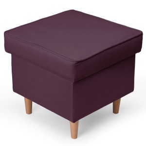 Welurowa pufa 45 x 45 cm na drewnianych nóżkach w kolorze fioletowym