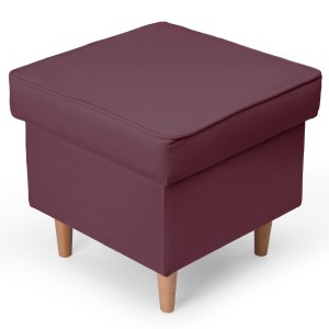 Welurowa pufa 45 x 45 cm na drewnianych nóżkach w kolorze fioletowym