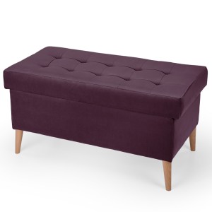 Welurowa pufa 45 x 90 cm na drewnianych nóżkach w kolorze fioletowym