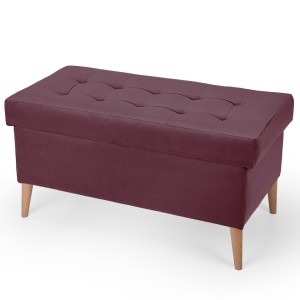 Welurowa pufa 45 x 90 cm na drewnianych nóżkach w kolorze fioletowym