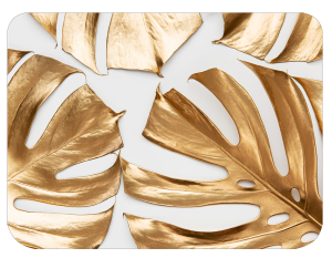 Twarda podkładka korkowa złocona w rozmiarze 30x40 cm - Monstera white and gold