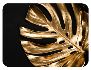 Twarda podkładka korkowa złocona w rozmiarze 30x40 cm - Monstera gold