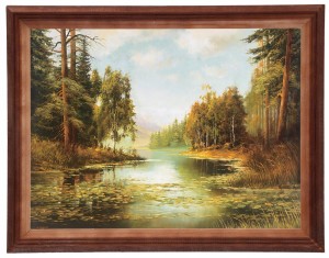 Reprodukcja obrazu w drewnianej ramie o wymiarach 30x40 - Pejzaż z Roztocza, Krzysztof Brocki 