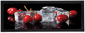Nowoczesny obraz w czarnej ramie o wymiarach 35x100 cm - Cherries 1