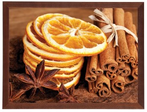 Nowoczesny obraz w brązowej ramie o wymiarach 30x40 cm - Oranges 2