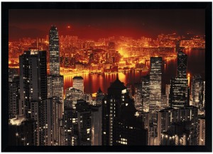 Nowoczesny obraz w czarnej ramie o wymiarach 70x100 cm -  Hong Kong