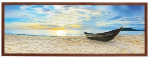 Nowoczesny obraz w brązowej ramie o wymiarach 35x100 cm - Beach 1