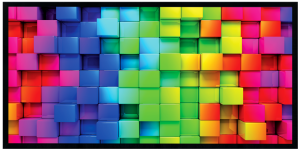 Nowoczesny obraz w czarnej ramie o wymiarach 50x100 cm - Squares 