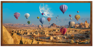 Nowoczesny obraz w brązowej ramie o wymiarach 50x100 cm -  Balloons