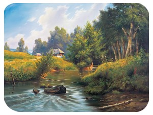 Podkładka korkowa z nadrukiem, reprodukcja w rozmiarze 30x40 cm- Nad rzeką