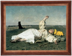 Reprodukcja obrazu w drewnianej ramie o wymiarach 30x40 cm - Babie lato, Józef Chełmoński