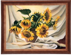 Reprodukcja obrazu w drewnianej ramie o wymiarach 30x40 cm - Słoneczniki, E Misiewicz