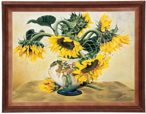 Reprodukcja obrazu w drewnianej ramie o wymiarach 30x40 cm - Słoneczniki III, E Misiewicz