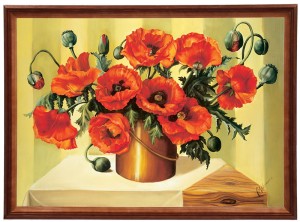 Reprodukcja obrazu w drewnianej ramie o wymiarach 50x70 cm - Maki, E Misiewicz