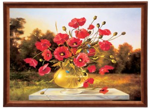 Reprodukcja obrazu w drewnianej ramie o wymiarach 50x70 cm - Maki, Cezary Różycki