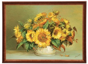 Reprodukcja obrazu w drewnianej ramie o wymiarach 50x70 cm - Słoneczniki, Zygmunt Konarski