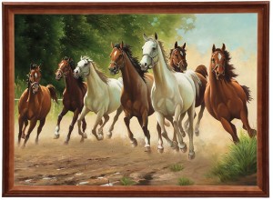 Reprodukcja obrazu w drewnianej ramie o wymiarach 50x70 cm - Padok. Adam Lis