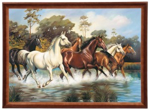 Reprodukcja obrazu w drewnianej ramie o wymiarach 50x70 cm - Tabun, Marian Kaszuba