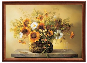 Reprodukcja obrazu w drewnianej ramie o wymiarach 50x70 cm - Kwiaty, Cezary Różycki