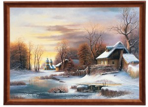 Reprodukcja obrazu w drewnianej ramie o wymiarach 50x70 cm - Zima. K Brocki