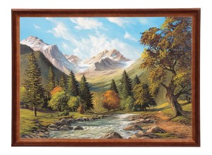 Reprodukcja obrazu w drewnianej ramie o wymiarach 50x70 cm - Strumyk, Wojciech Król