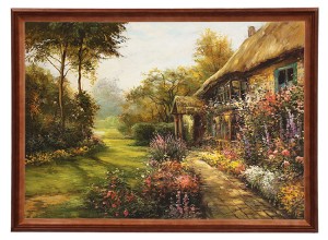 Reprodukcja obrazu w drewnianej ramie o wymiarach 50x70 cm - Dom w ogrodzie, Zygmunt Konarski