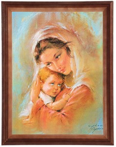 Obraz w ramie o tematyce religijnej w rozmiarze 30x40cm - Matka Boska