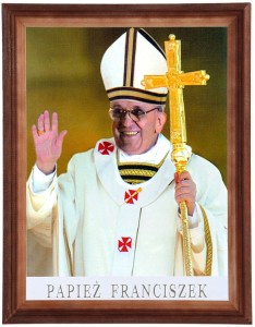 Obraz w ramie o tematyce religijnej w rozmiarze 30x40cm - Papież Franciszek