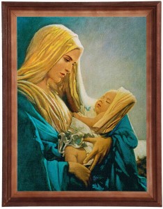 Obraz w ramie o tematyce religijnej w rozmiarze 30x40cm - Matka Boska granatowa