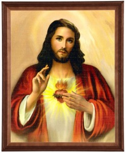 Obraz w ramie o tematyce religijnej w rozmiarze 30x40cm - Serce Jezusa I