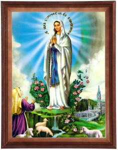 Obraz w ramie o tematyce religijnej w rozmiarze 30x40cm - Matka Boska Lourdes