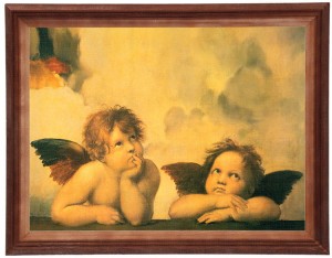 Obraz w ramie o tematyce religijnej w rozmiarze 30x40cm - Dwa Aniołki