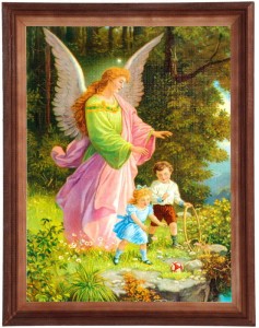 Obraz w ramie o tematyce religijnej w rozmiarze 30x40cm - Anioł stróż "hula hop"